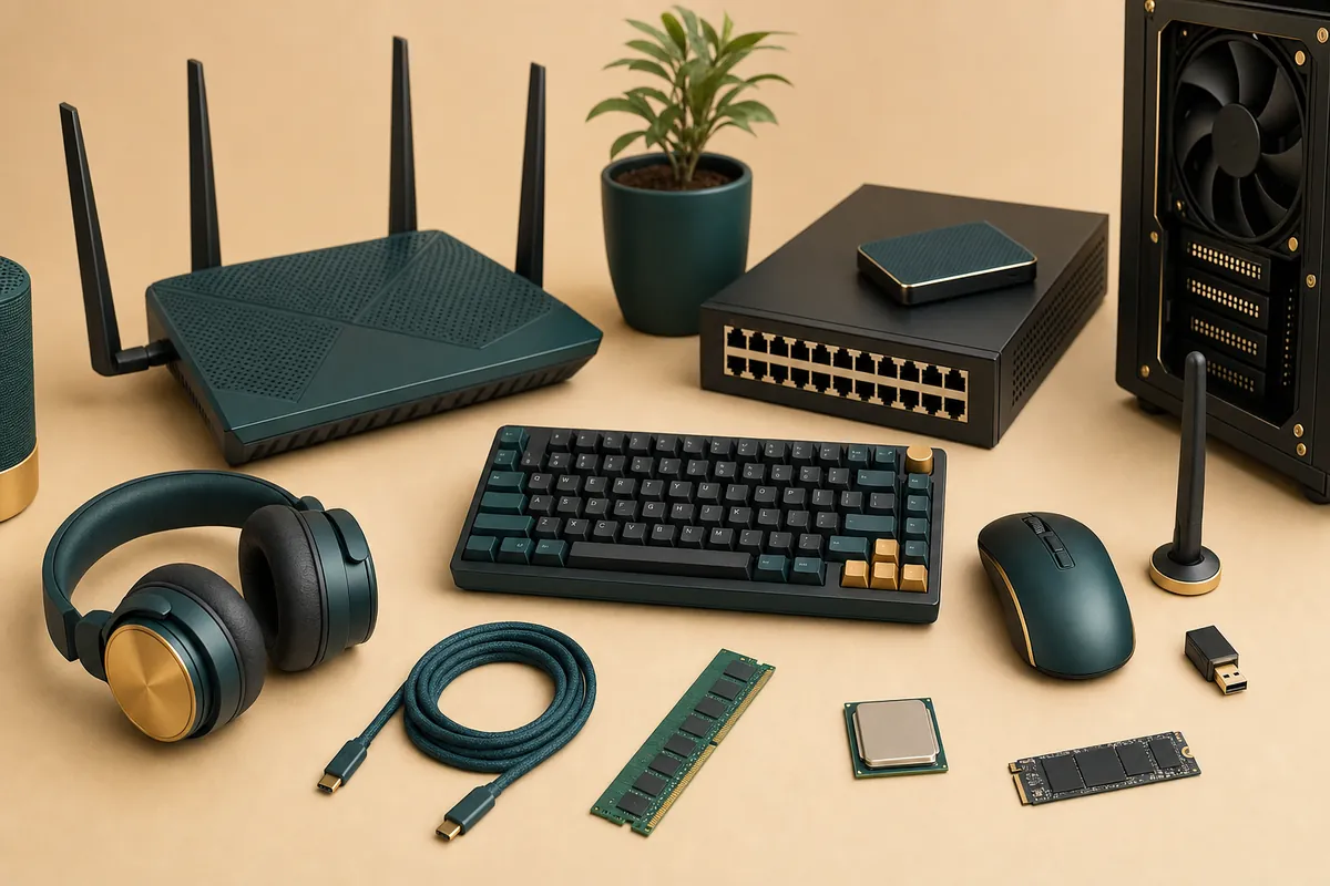 Computer peripherals, networking equipment and electronic components